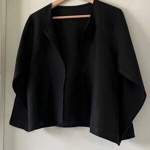 Vintage Heydari Black Linen Open Front Jacket Small Lagenlook Minimalist Artwear